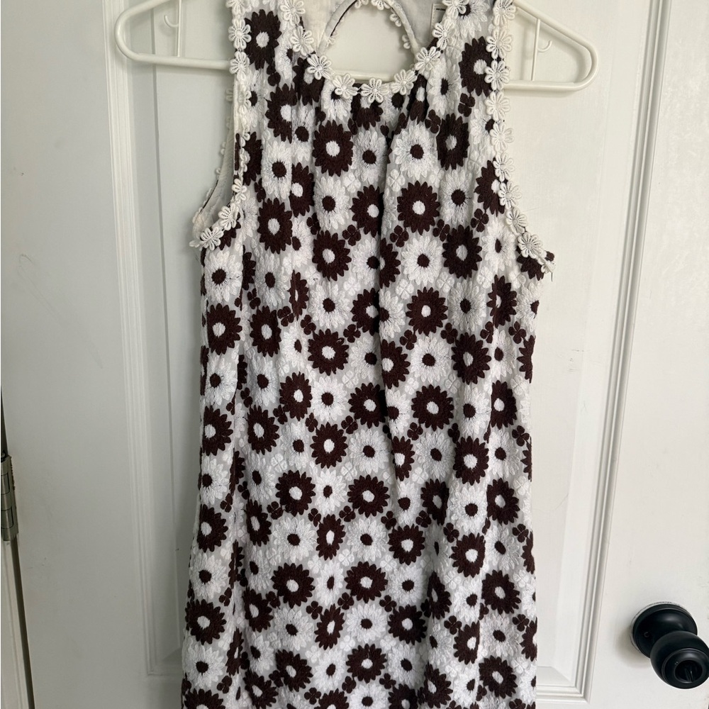 Milly White Dress with Brown Floral